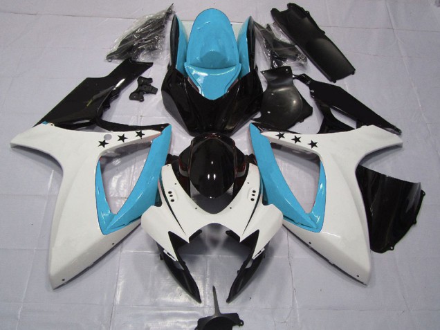 Hellblau Weiß Glänzendes Schwarz Stern 2006-2007 Suzuki GSXR 600 / GSXR 750 Motorrad Verkleidung