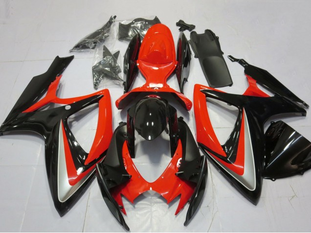 Rot Silber Glänzendes Schwarz 2006-2007 Suzuki GSXR 600 / GSXR 750 Motorrad Verkleidung