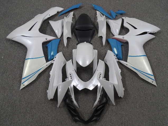 Perl Weiß und Hellblau 2011-2024 Suzuki GSXR 600 / GSXR 750 Motorrad Verkleidung