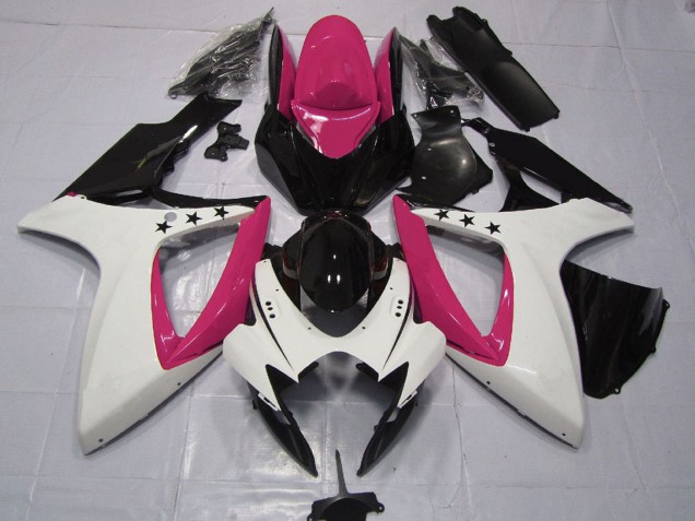 Rosa Weiß Glänzendes Schwarz Stern 2006-2007 Suzuki GSXR 600 / GSXR 750 Motorrad Verkleidung