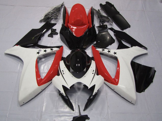 Rot Weiß Glänzendes Schwarz 2006-2007 Suzuki GSXR 600 / GSXR 750 Motorrad Verkleidung