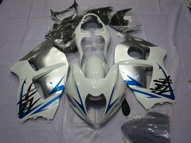 Weiß Silber Blau 1996-2007 Suzuki GSXR 1300 Motorrad Verkleidung