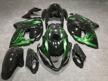 Glänzendes Schwarz und Grün 2008-2020 Suzuki GSXR 1300 Motorrad Verkleidung