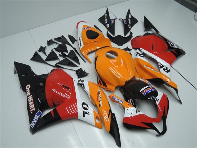 Orange Weiß Rot Glänzendes Schwarz Repsol 2009-2012 Honda CBR600RR Komplette Abs Verkleidung Kit