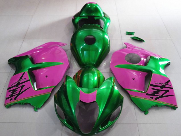 Glänzendes Grün und Rosa 1996-2007 Suzuki GSXR 1300 Motorrad Verkleidung