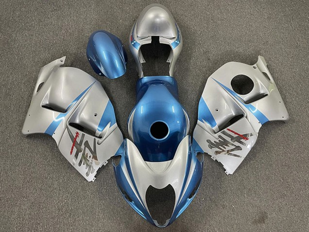 Glänzendes Hellblau und Silber 1996-2007 Suzuki GSXR 1300 Motorrad Verkleidung