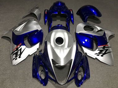 Glänzendes Silber und Blau 2008-2020 Suzuki GSXR 1300 Motorrad Verkleidung