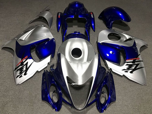 Glänzendes Silber und Blau 2008-2020 Suzuki GSXR 1300 Motorrad Verkleidung