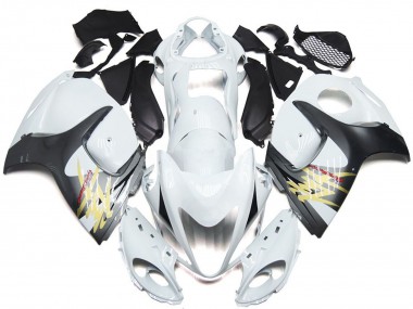 Glänzendes Weiß mit Silber Stil 2008-2020 Suzuki GSXR 1300 Motorrad Verkleidung