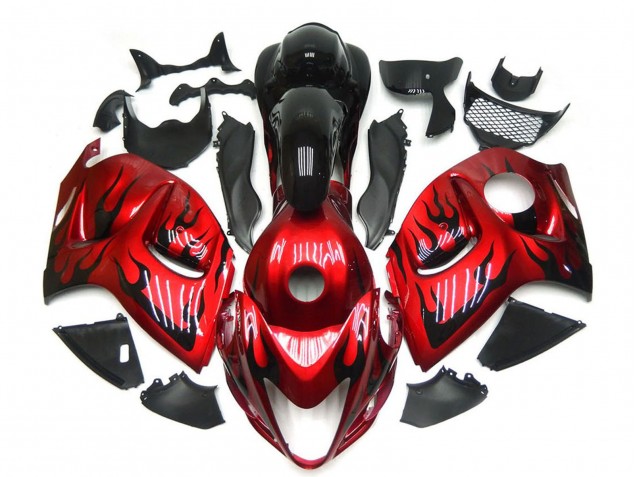Rot mit Schwarz Flamme 2008-2020 Suzuki GSXR 1300 Motorrad Verkleidung