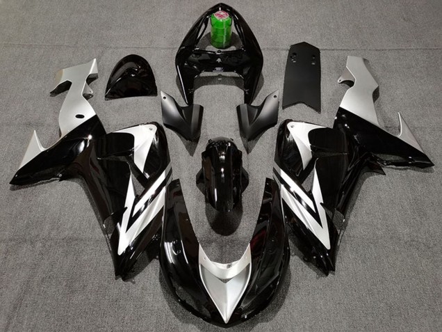 Glänzendes Schwarz Silber 2006-2007 Kawasaki ZX10R Motorrad Verkleidung