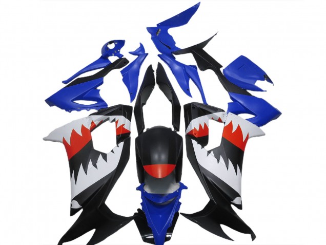 Blau Schwarz Weiß Rot Hai 2008-2010 Kawasaki ZX10R Motorrad Verkleidung