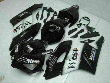 Glänzendes Schwarz Weiß West Mobil Michelin 2004-2005 Honda CBR1000RR Motorrad Verkleidung