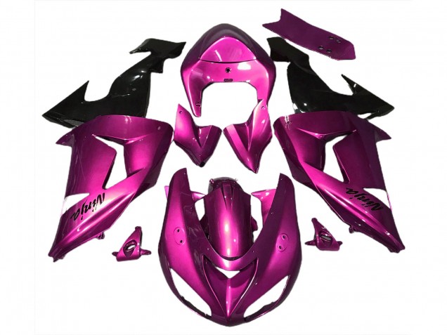 Rosa Glänzendes Schwarz 2006-2007 Kawasaki ZX10R Motorrad Verkleidung