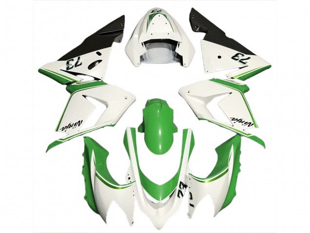 Glänzendes Weiß Grün 2004-2005 Kawasaki ZX10R Motorrad Verkleidung