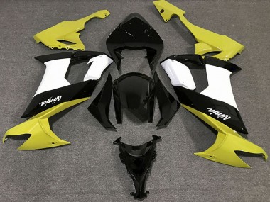 Glänzendes Gelb Schwarz und Weiß 2008-2010 Kawasaki ZX10R Motorrad Verkleidung