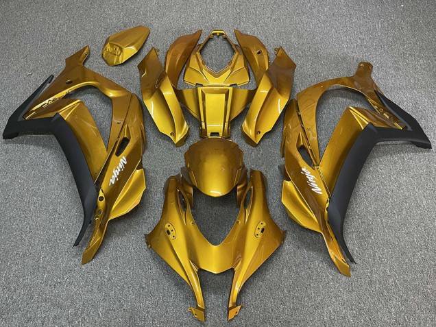 Gold Schwarz Weiß Ninja 2016-2020 Kawasaki ZX10R Motorrad Verkleidung