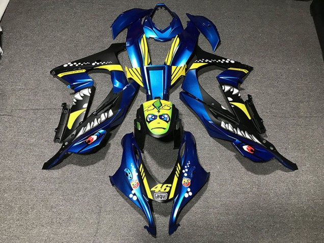 Metallisch Blau Gelb Hai 46 2016-2020 Kawasaki ZX10R Motorrad Verkleidung