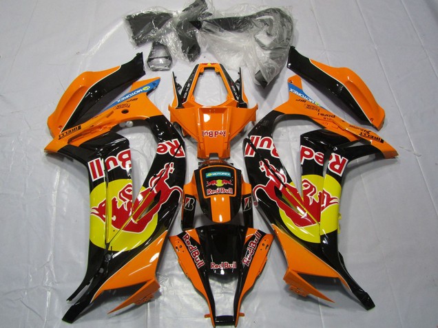 Orange Gelb Glänzendes Schwarz Red Bull 2011-2015 Kawasaki ZX10R Motorrad Verkleidung