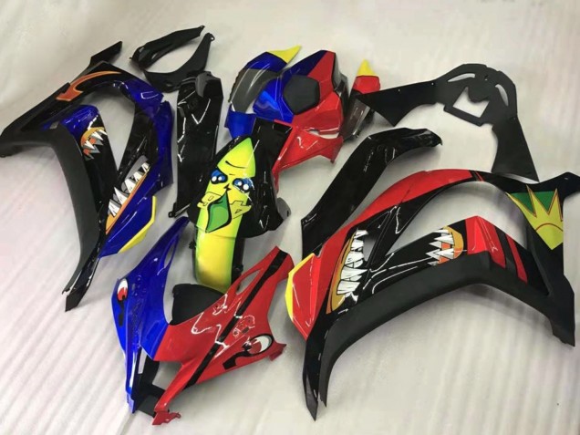 Rot Blau Gelb Schwarz Hai 2016-2020 Kawasaki ZX10R Motorrad Verkleidung