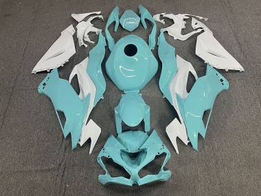 Weiß Aqua Blau 2019-2022 Kawasaki ZX6R Motorrad Verkleidung