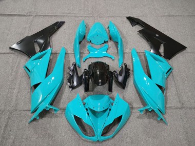 Blau Glänzendes Schwarz 2009-2012 Kawasaki ZX6R Motorrad Verkleidung Kit