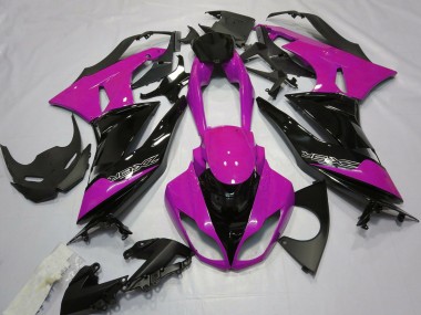 Rosa Glänzendes Schwarz 2009-2012 Kawasaki ZX6R Motorrad Verkleidung
