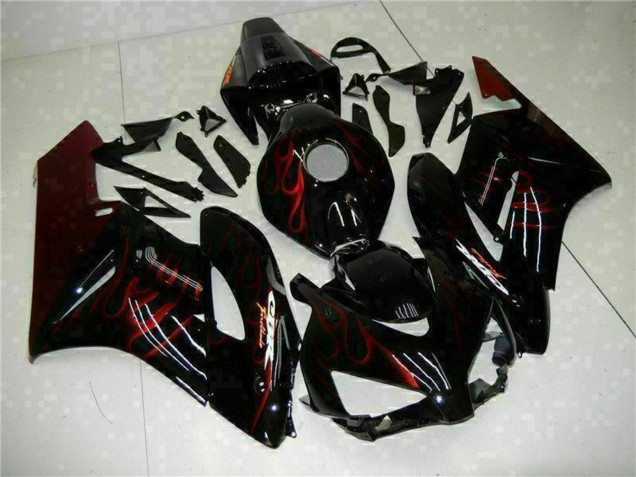 Glänzendes Schwarz Rot Flamme 2004-2005 Honda CBR1000RR Motorrad Verkleidung