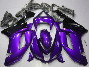 Glänzendes Lila Schwarz 2007-2008 Kawasaki ZX6R Motorrad Verkleidung
