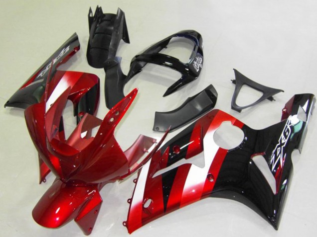 Rot Weiß Glänzendes Schwarz 2003-2004 Kawasaki ZX6R Motorrad Verkleidung