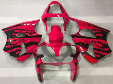 Rot Schwarz Flamme 2000-2002 Kawasaki ZX6R Motorrad Verkleidung