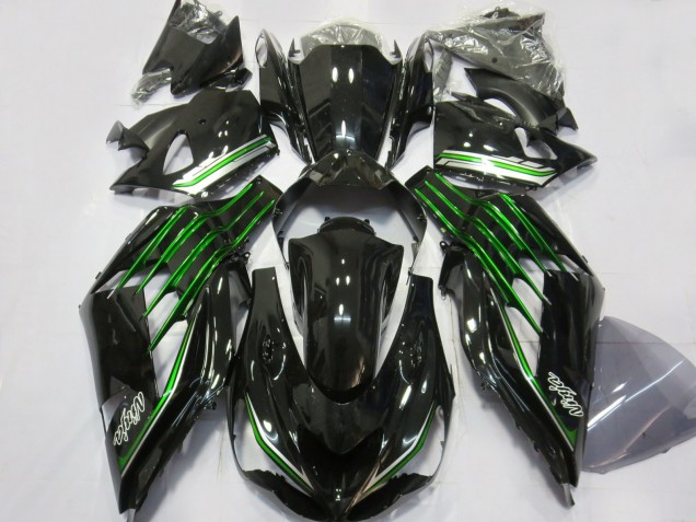 Glänzendes Schwarz Grün 2012-2024 Kawasaki ZX14R ZZR1400 Motorrad Verkleidung