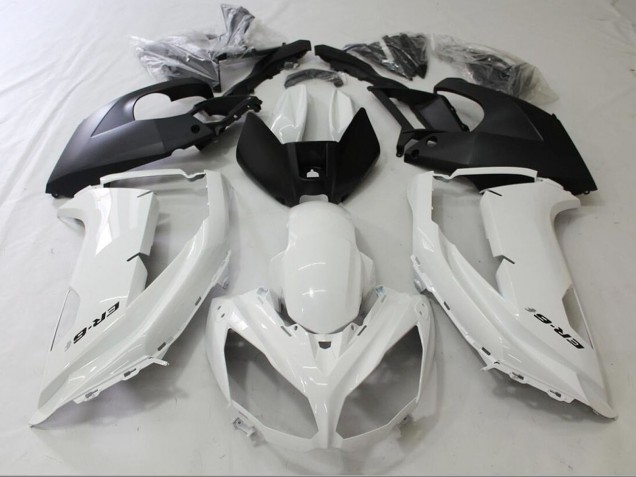 Glanzendes Weiss Matt Schwarz 2012-2014 Kawasaki Ninja ER6F Motorrad Verkleidung