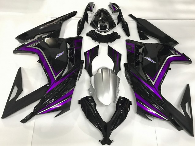 Glänzendes Schwarz Lila 2013-2024 Kawasaki Ninja 300 Motorrad Verkleidung