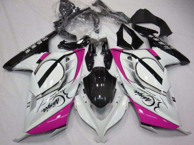 Glänzendes Weiß Rosa Schwarz 2013-2024 Kawasaki Ninja 300 Motorrad Verkleidung