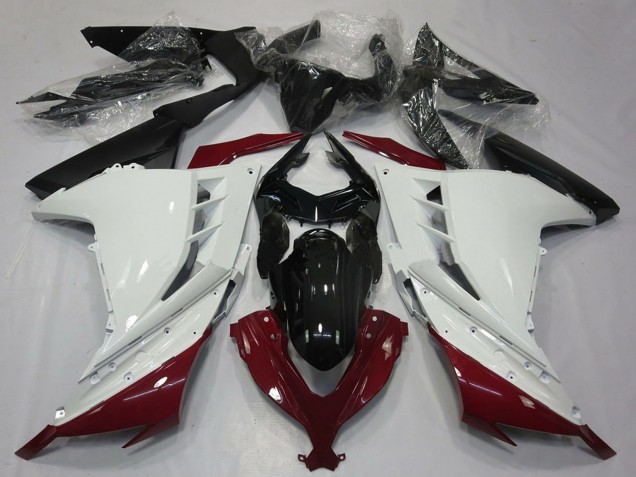 Weiß Kastanienbraun Rot Schwarz 2013-2024 Kawasaki Ninja 300 Motorrad Verkleidung