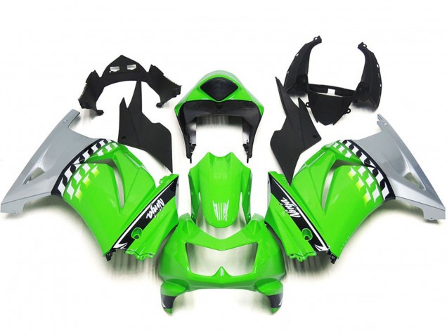 Grün Silber Schwarz 2008-2012 Kawasaki Ninja 250 Motorrad Verkleidung