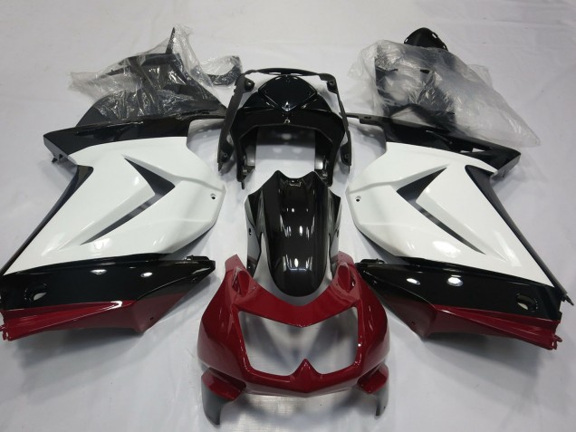 Weiß Rot Glänzendes Schwarz 2008-2012 Kawasaki Ninja 250 Motorrad Verkleidung