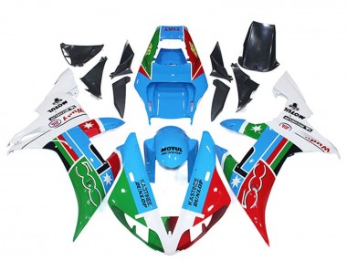 Weiß Blau Rot Grün Motul Michelin Dunlop 2002-2003 Yamaha R1 Motorrad Verkleidung