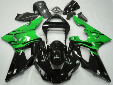 Grün Glänzendes Schwarz Flamme 2000-2001 Yamaha R1 Motorrad Verkleidung