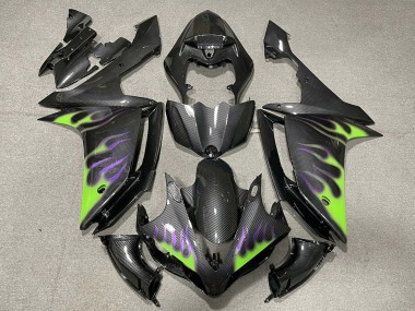 Carbonfaser Grün Lila Flamme 2007-2008 Yamaha R1 Motorrad Verkleidung