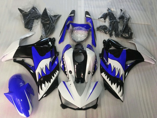 Weiß Blau Glänzendes Schwarz Hai 2015-2018 Yamaha R3 Motorrad Verkleidung