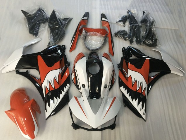 Weiß Orange Glänzendes Schwarz Hai 2015-2018 Yamaha R3 Motorrad Verkleidung