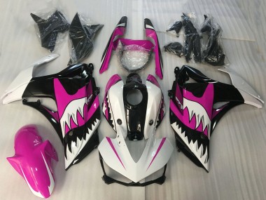Weiß Rosa Glänzendes Schwarz Hai 2015-2018 Yamaha R3 Motorrad Verkleidung