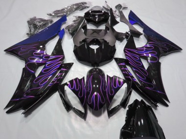 Blau Glänzendes Schwarz Lila Flamme 2008-2016 Yamaha R6 Motorrad Verkleidung