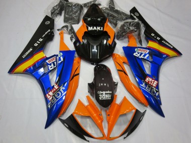 Orange Blau Glänzendes Schwarz Castrol 2006-2007 Yamaha R6 Motorrad Verkleidung