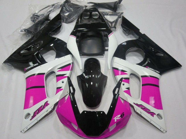 Weiß Rosa Glänzendes Schwarz 1998-2002 Yamaha R6 Motorrad Verkleidung