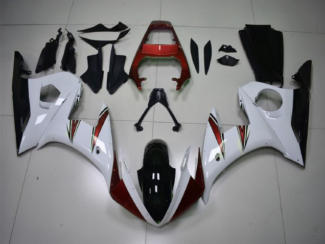 Weiß Rot Glänzendes Schwarz 2003-2004 Yamaha R6 Motorrad Verkleidung
