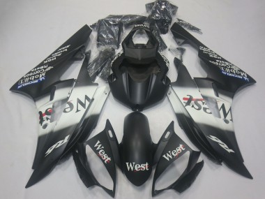 Matt Schwarz Weiß West Michelin 2006-2007 Yamaha R6 Motorrad Verkleidung