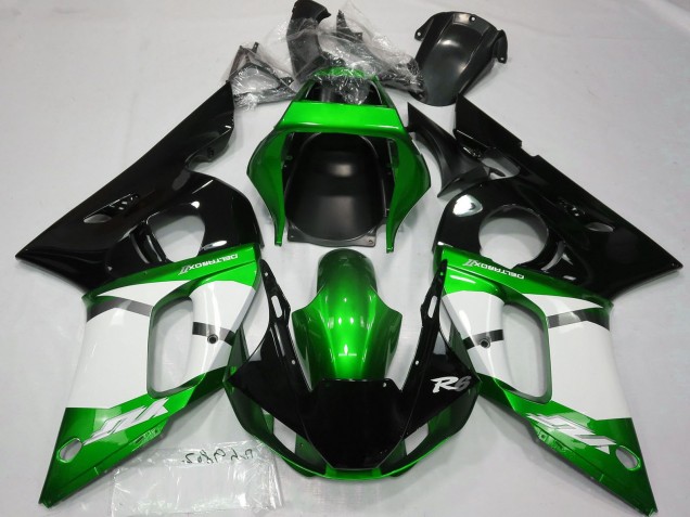 Grün Weiß Glänzendes Schwarz 1998-2002 Yamaha R6 Motorrad Verkleidung